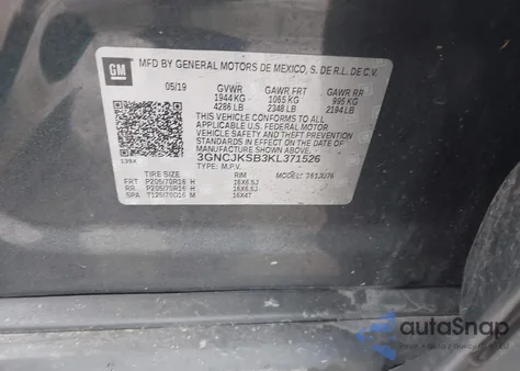 2019 Chevrolet Trax Ls from USA, damaged, VIN 3GNCJKSB3KL371526